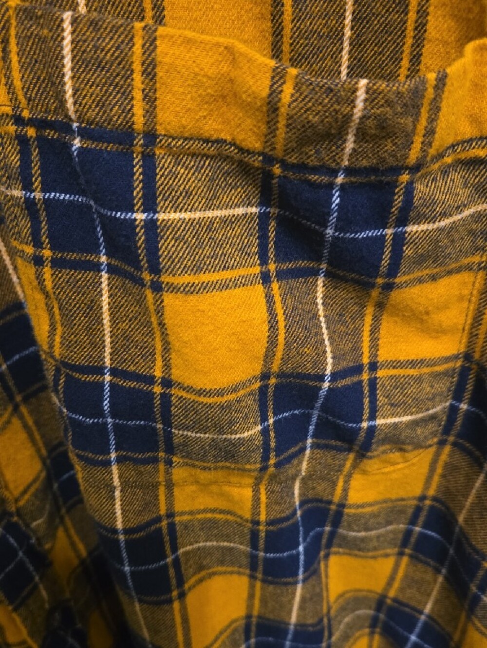St. John's Bay Super Soft 8 Yellow and Navy Plaid Button-Down Shirt - Picture 3 of 8